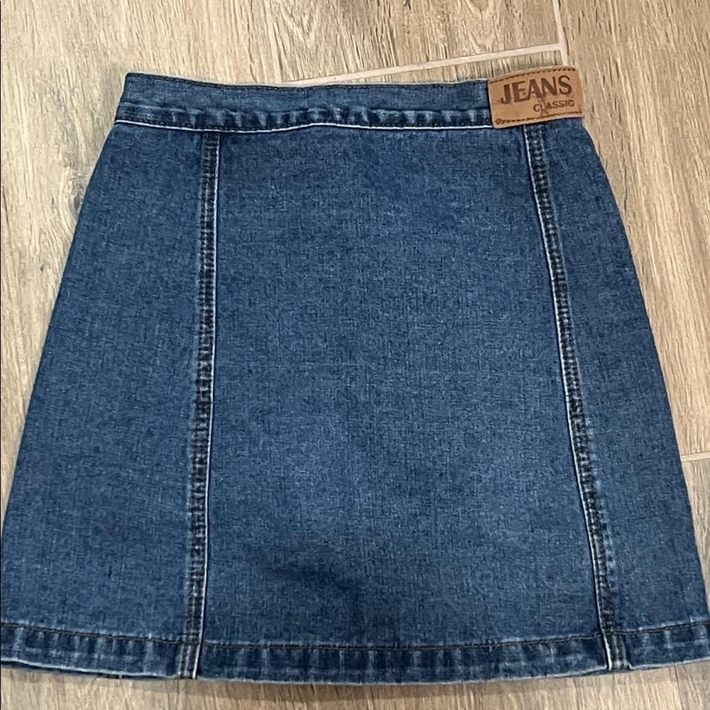Boutique Vintage Jean Skirt Embroidered Button-Front Denim Bird Johnny Was Like - Picture 9 of 11